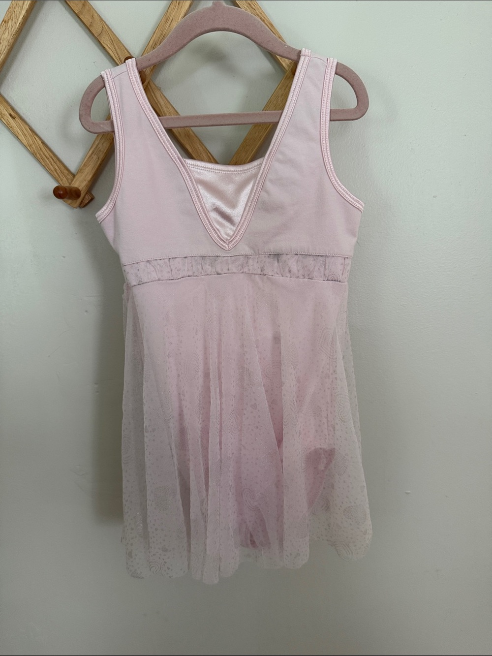 Capezio Future Star Pink Ballet Dress Leotard Girls 10 L Silver Hearts